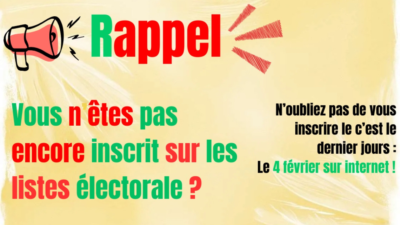 📢 Rappel important – Inscriptions élections 🗳️